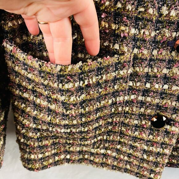 Vintage Draper's Studios Green Pink Purple Tweed Blazer Jacket Button‎ Up Size 6 - Picture 5 of 7